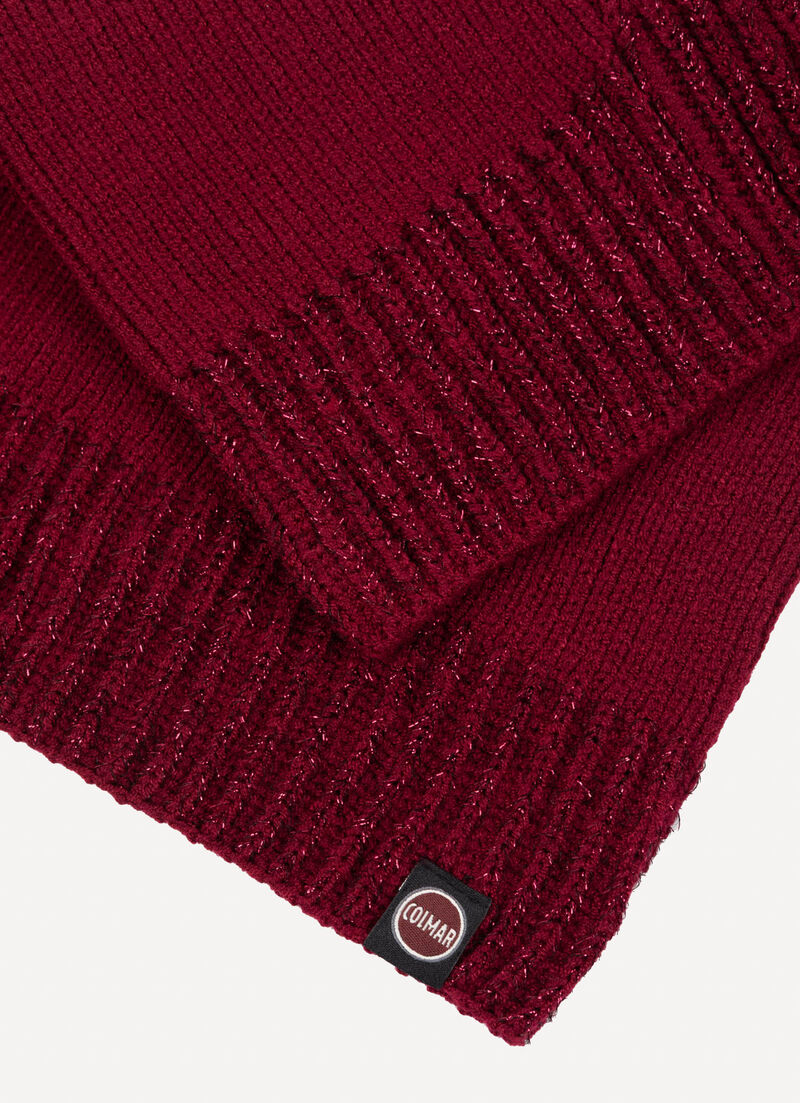 Neck warmer with lurex rib knit