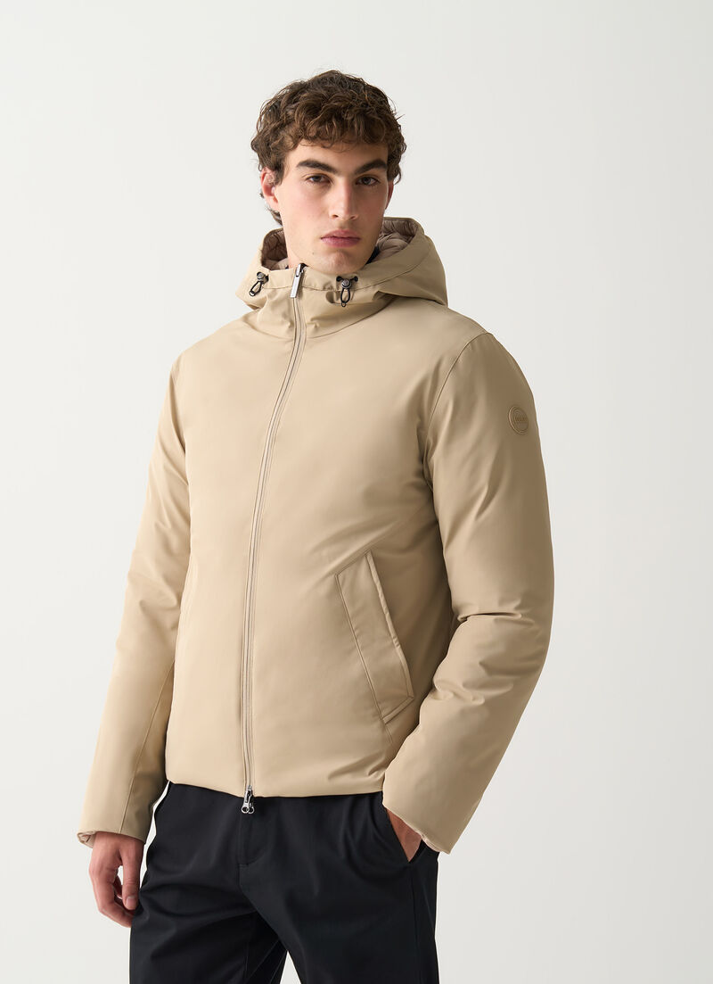 Reversible waterproof down jacket