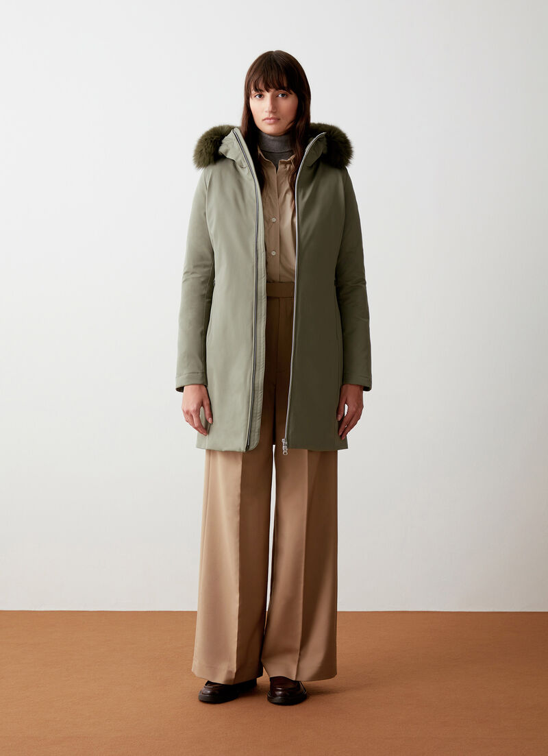 Waterproof down jacket with faux fur