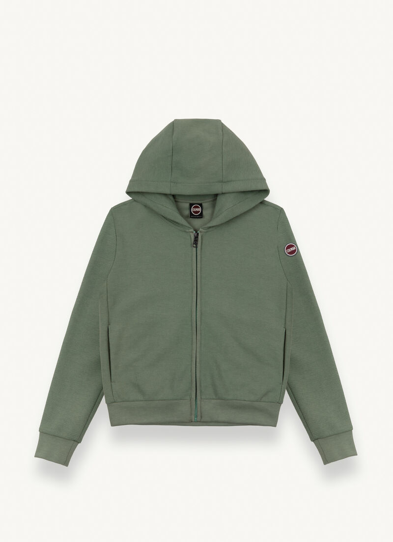 Full-zip piqué sweatshirt