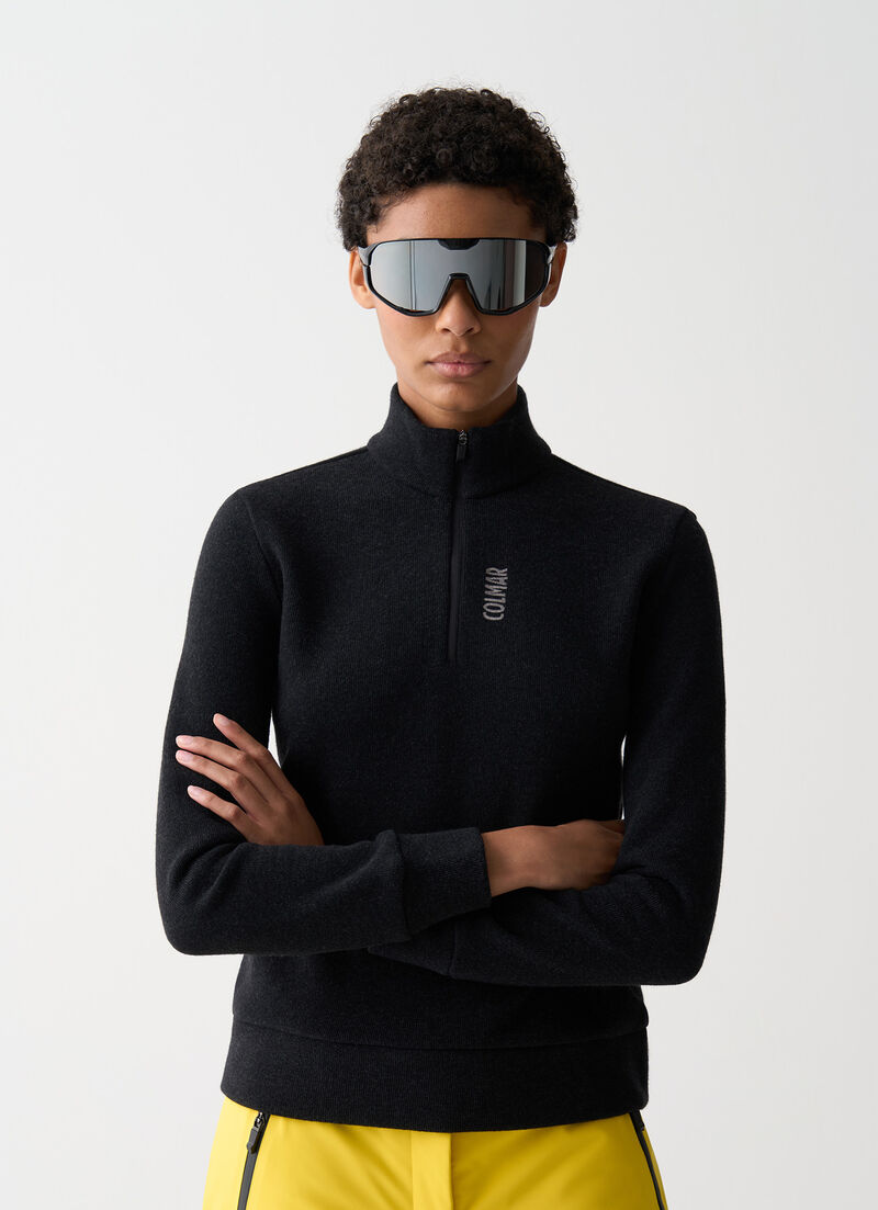 Half-zip wool ski fleece