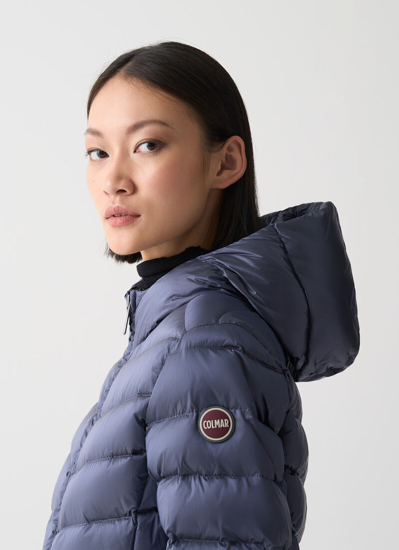 Quilted down jacket with hood