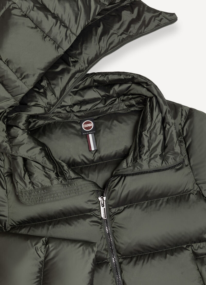 Down jacket with detachable hood