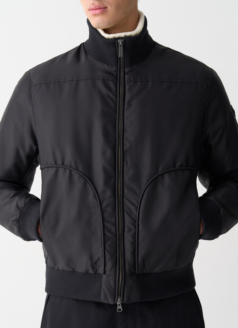 Satin down bomber jacket