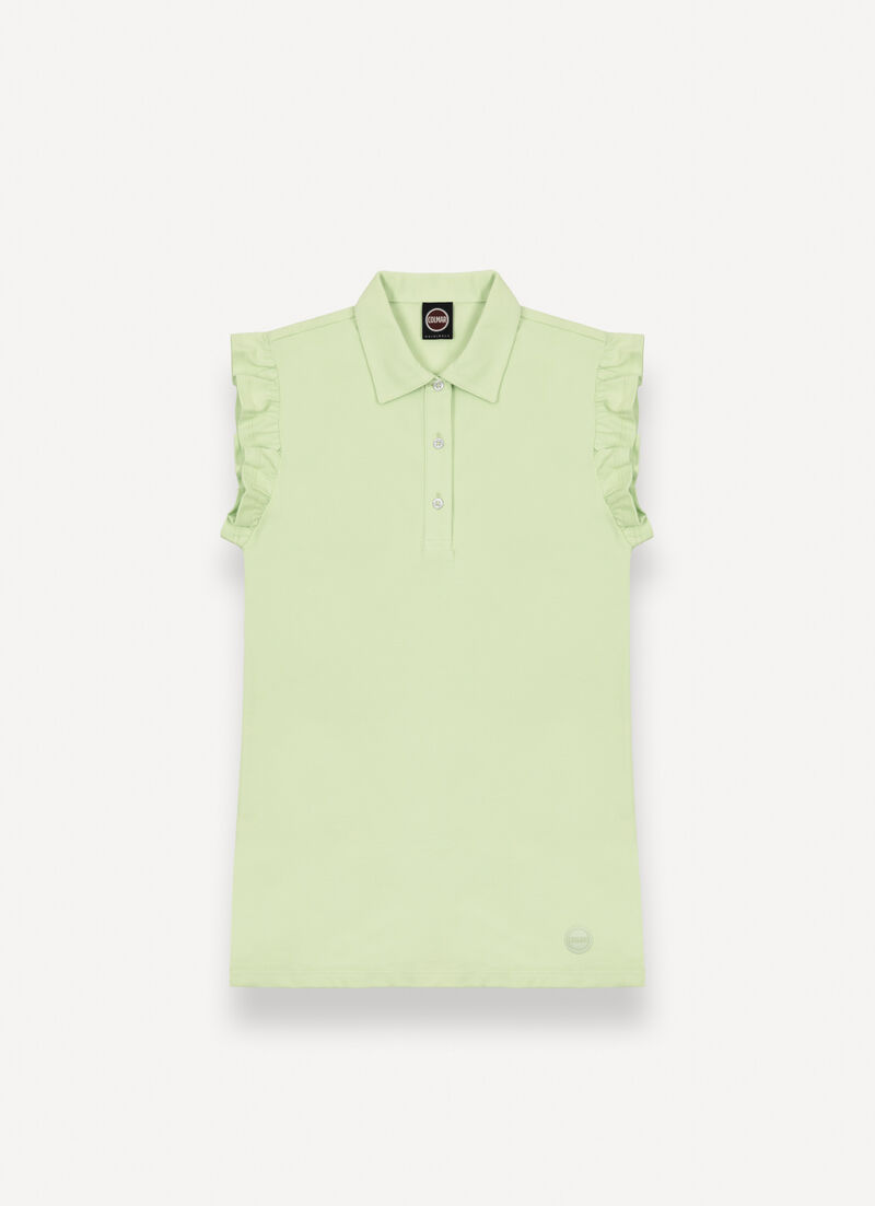 Piqué polo-shirt with ruches