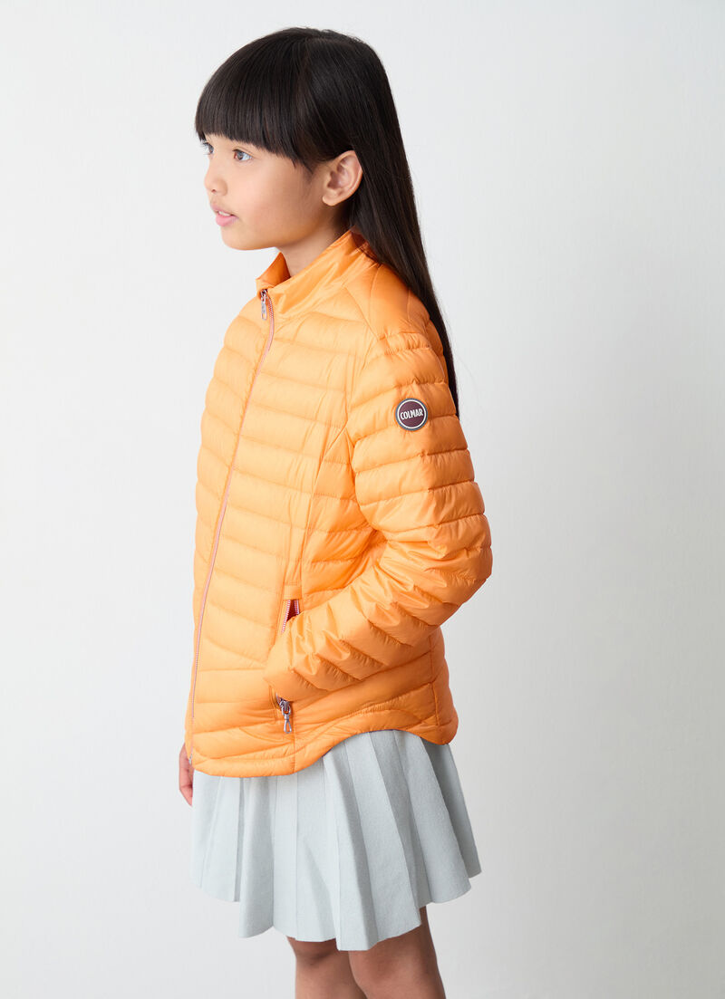 Down jacket with rounded hem