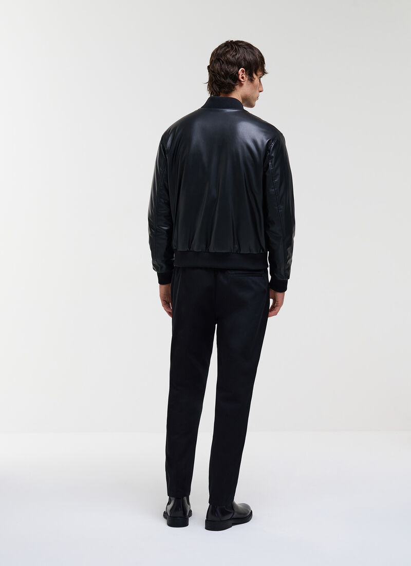 Faux leather bomber jacket
