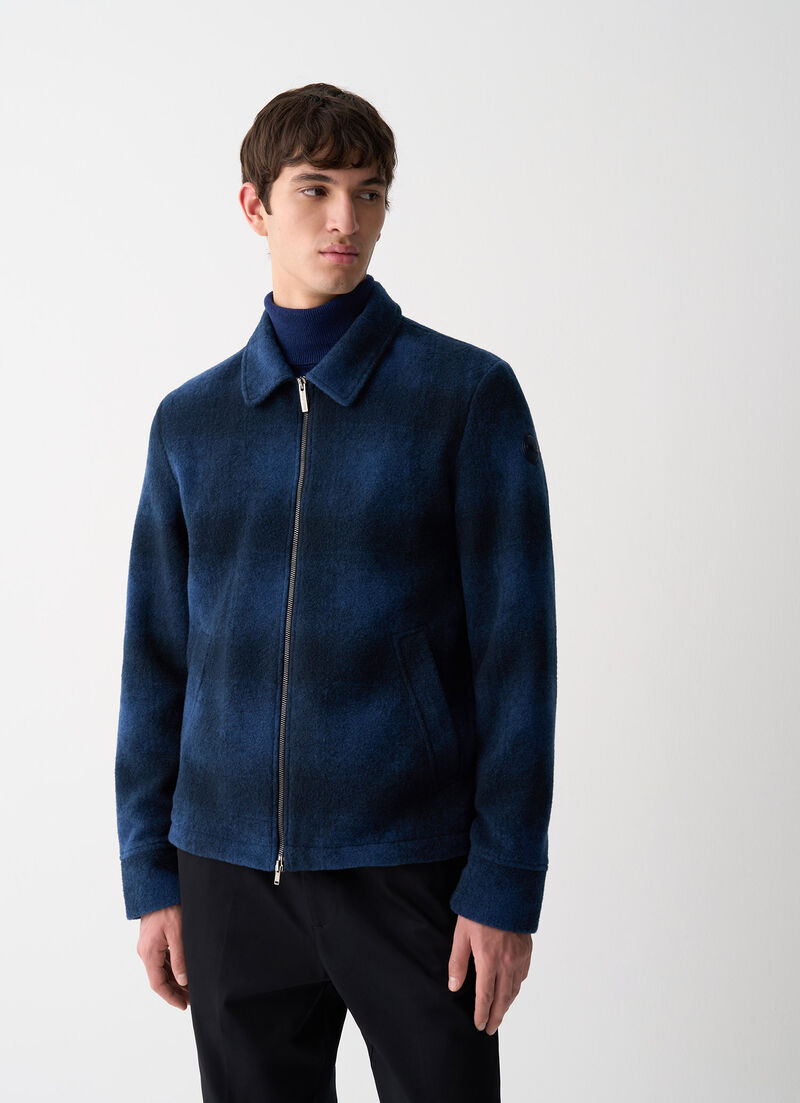Chequered shacket with zip