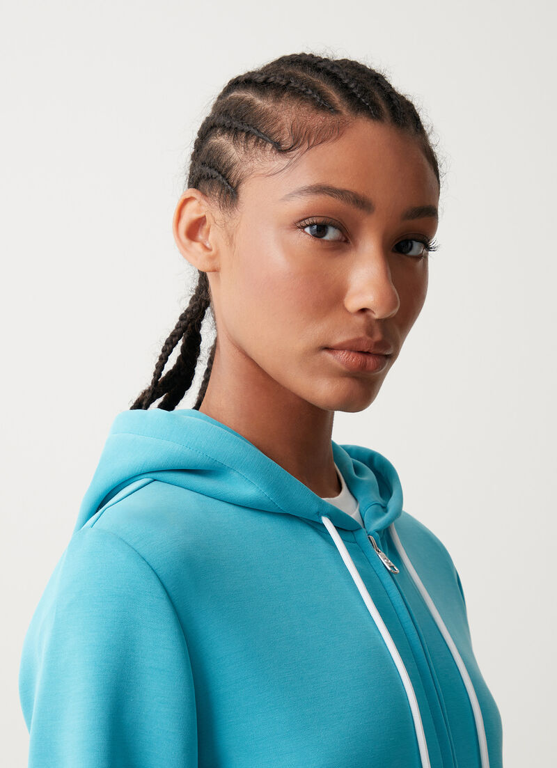 Full-zip sweatshirt with glittery logo print