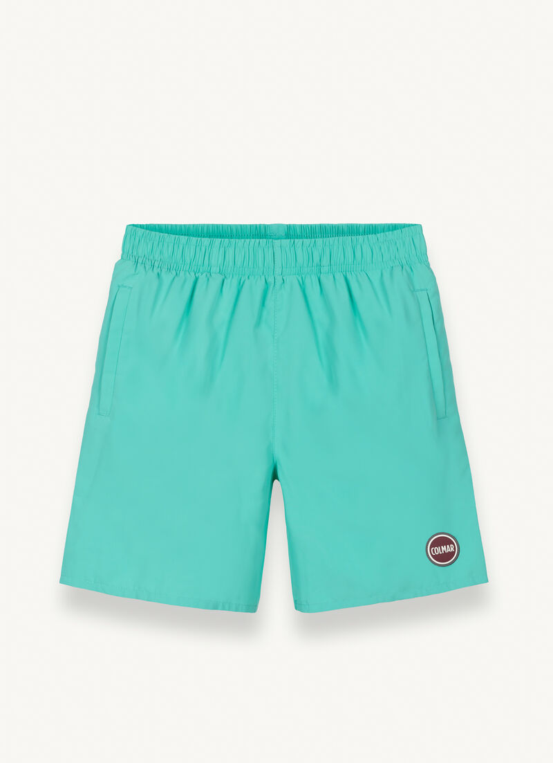 Solid colour swimsuit with elasticated waist