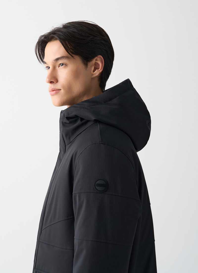 Twill down jacket with patch pockets