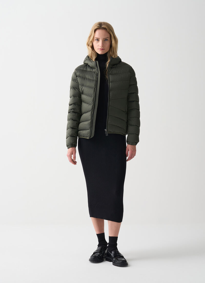 Quilted down jacket with hood