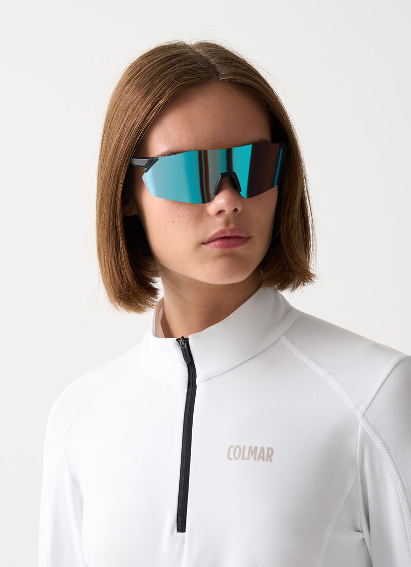 Thermal stretch ski jumper with half-zip