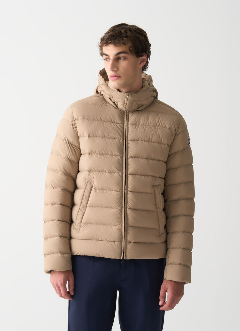 Down jacket with detachable hood