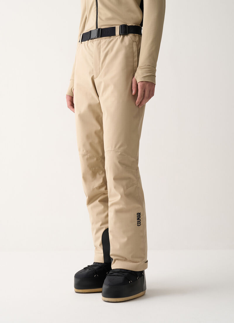 Padded pinstripe ski trousers