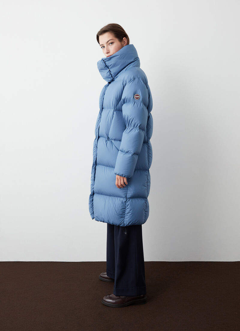 Long oversized down jacket with maxi-collar