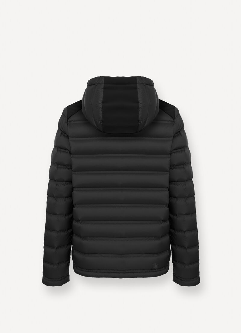 Seamless quilted down jacket with smooth inserts