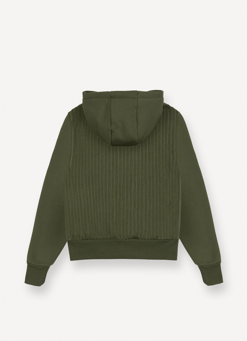 Cable-knit hooded sweatshirt