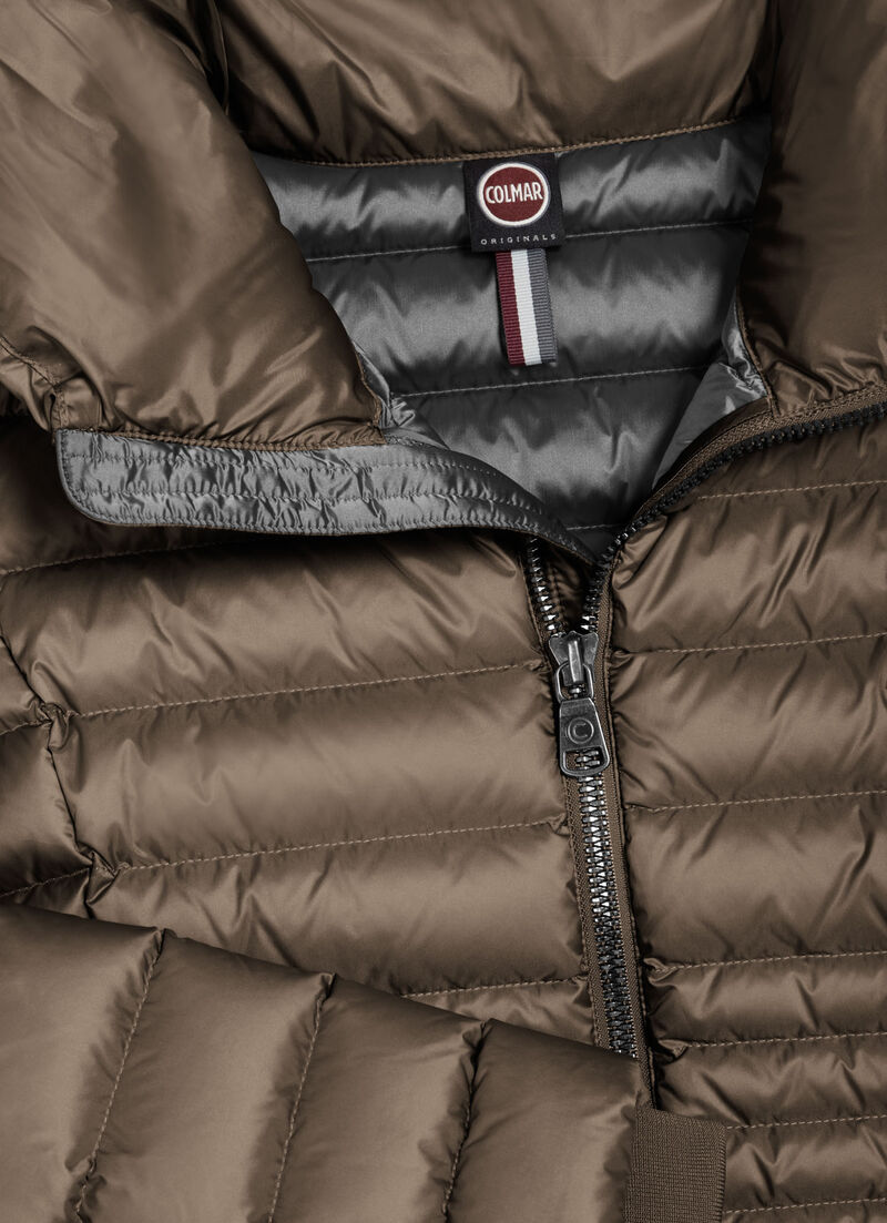 Fitted down jacket with knit cuffs