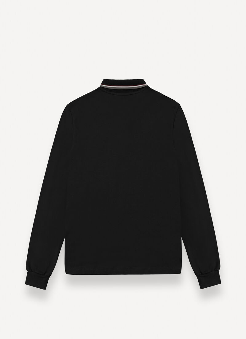 Long-sleeved tricolour polo shirt