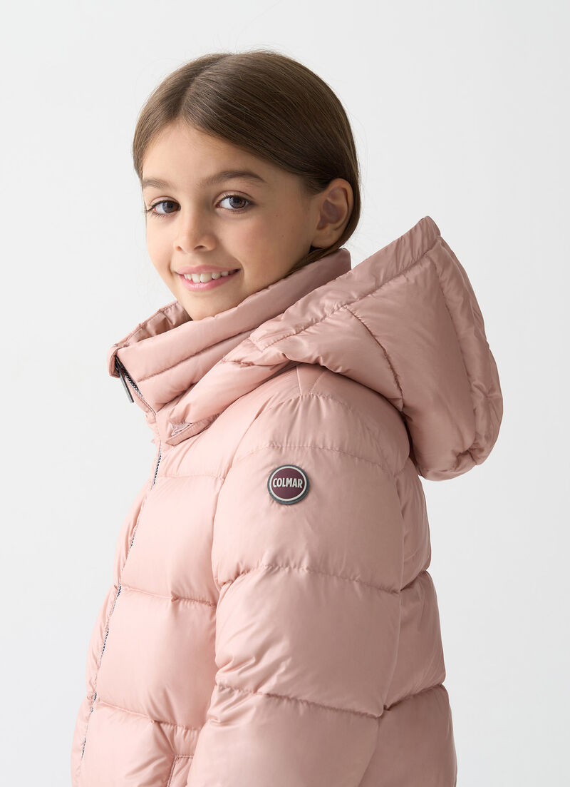 Down jacket with detachable hood