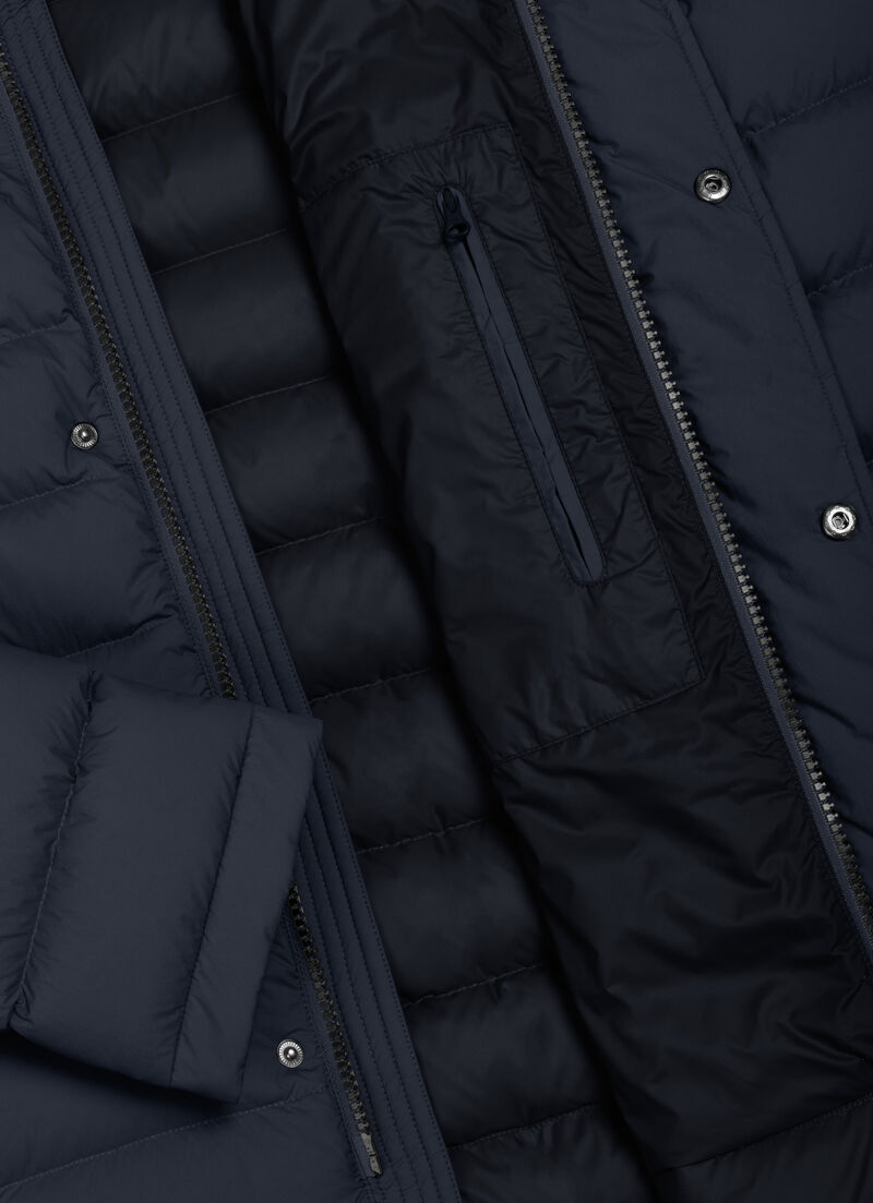 Down jacket with padded collar