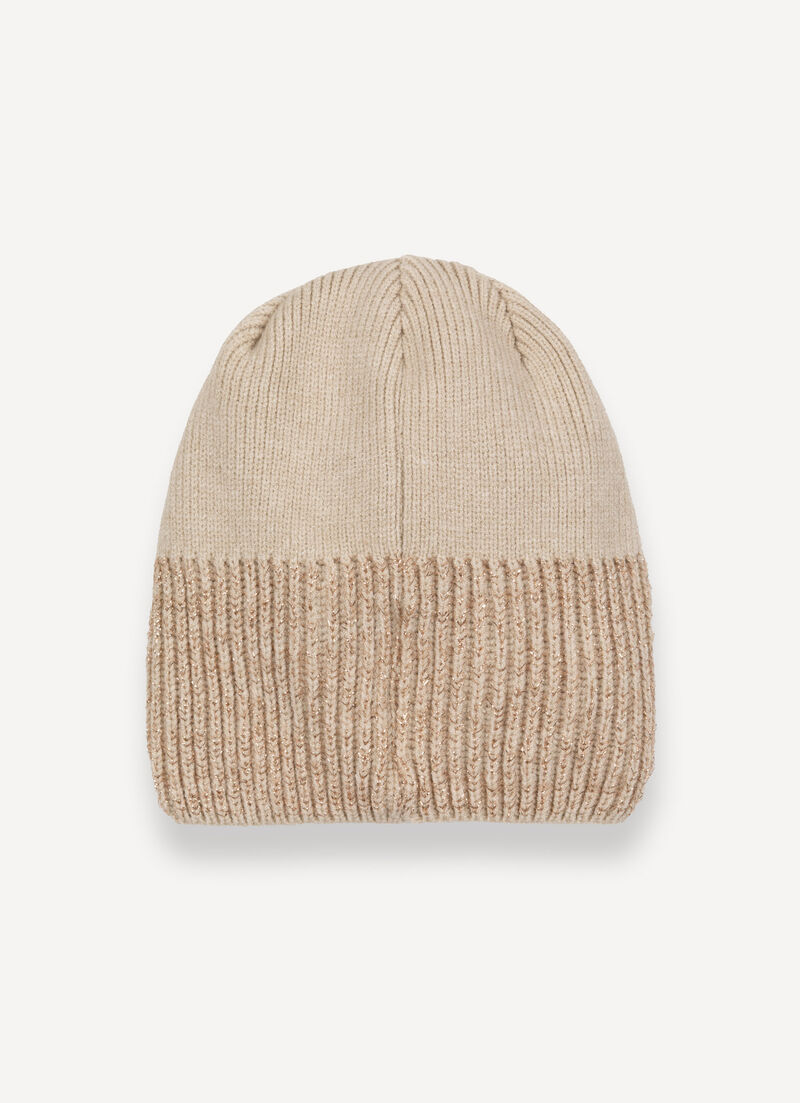 Hat with lurex rib knit