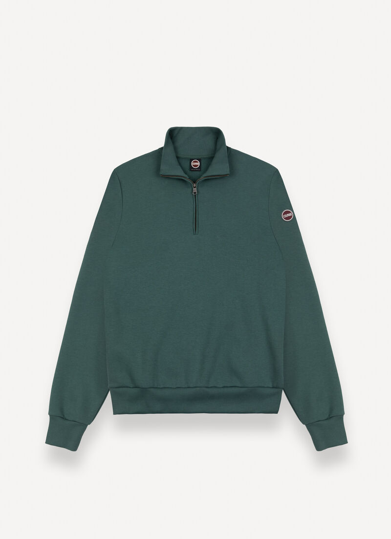 High-neck sweatshirt with half-zip