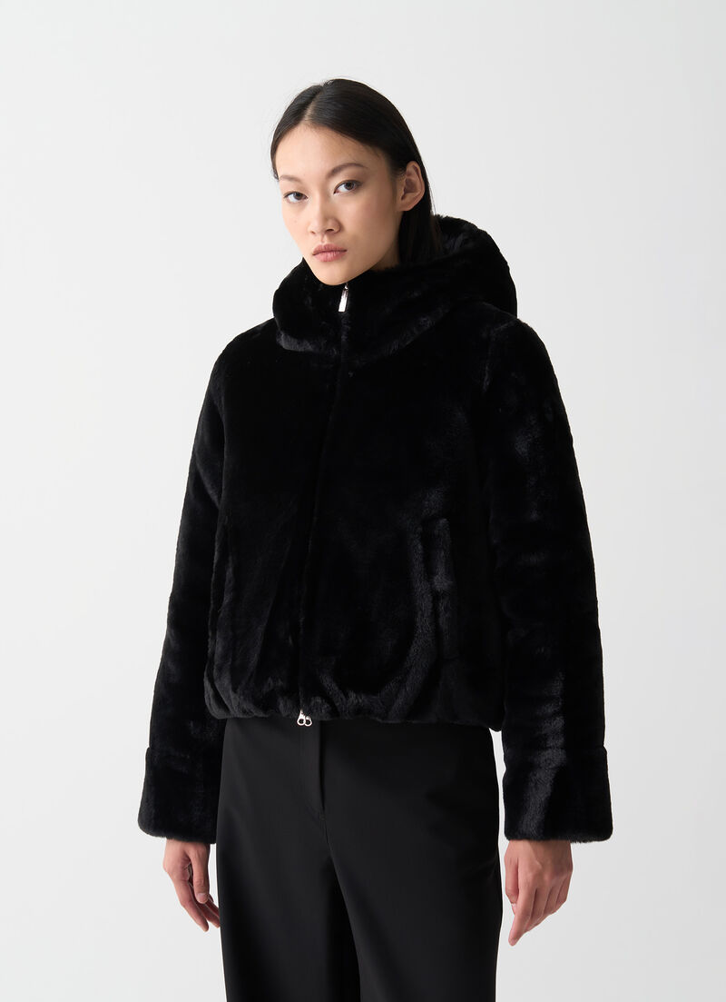 Reversible faux fur down jacket