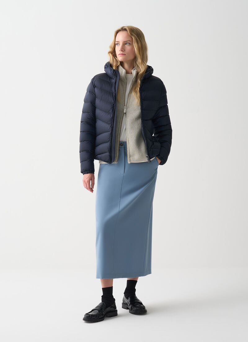 Quilted down jacket with hood