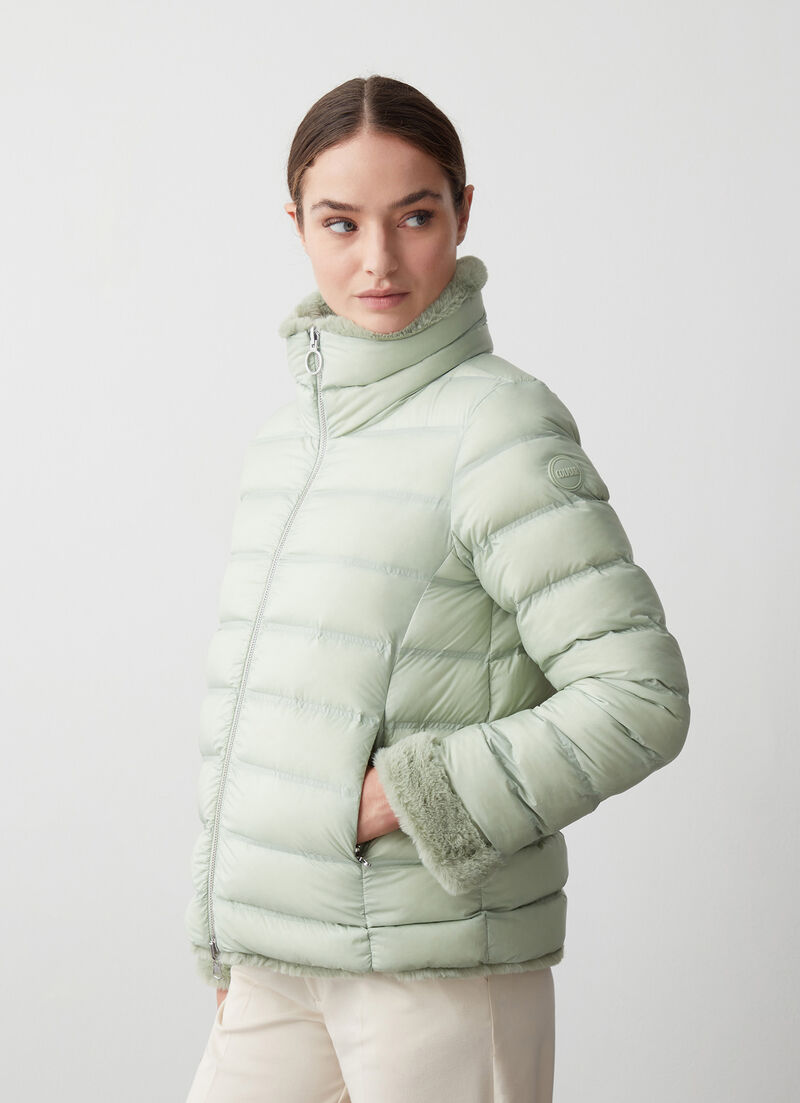 Reversible faux fur down jacket