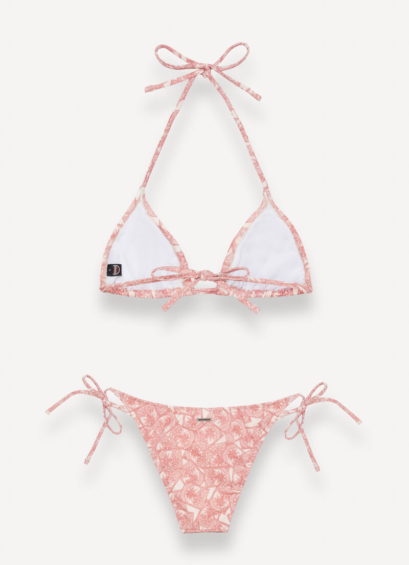 Patterned triangle top bikini