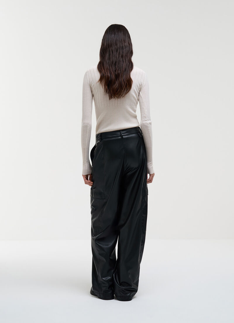 Faux leather cargo trousers