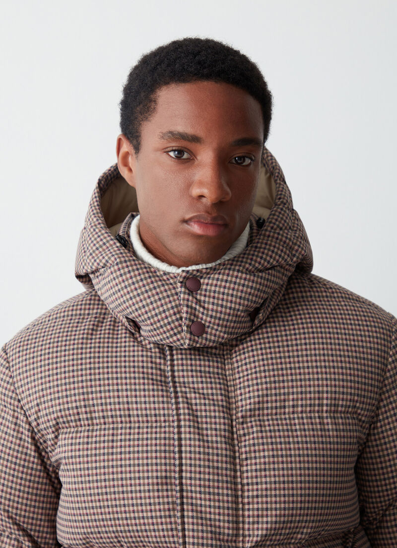 Down jacket with wool-effect print