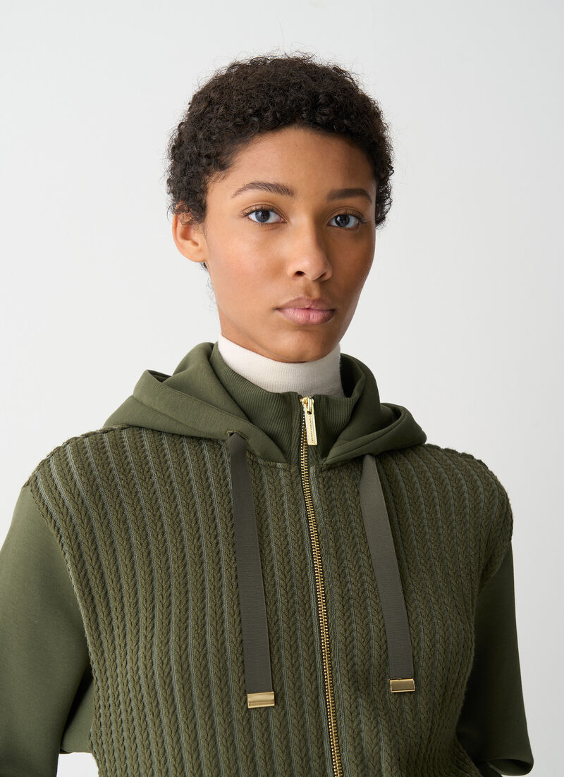 Cable-knit hooded sweatshirt