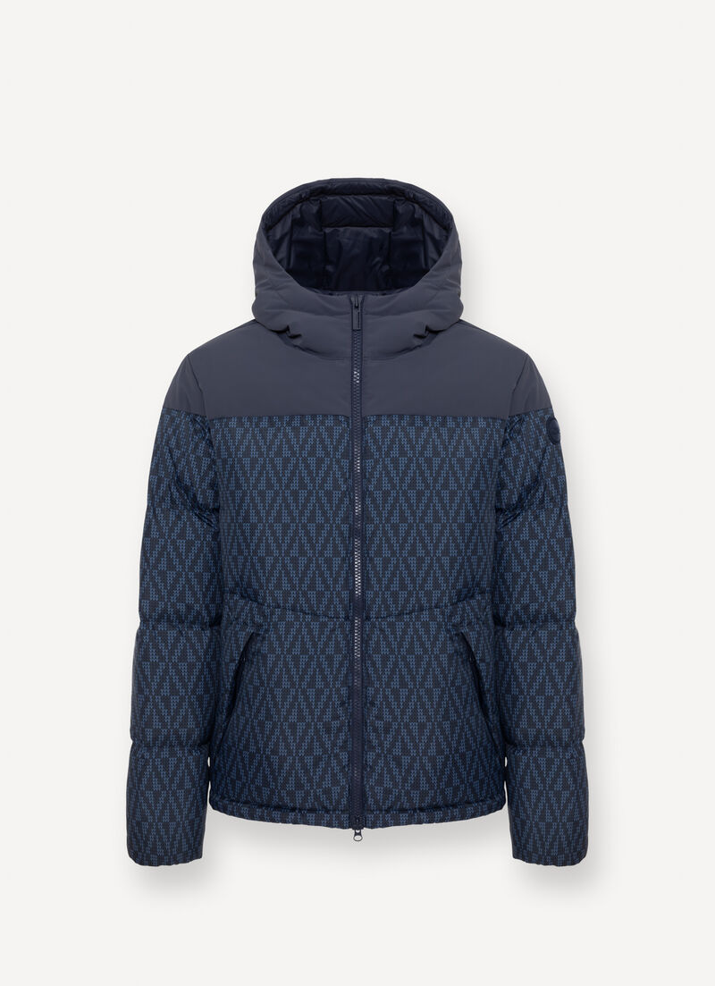Down jacket with geometric print