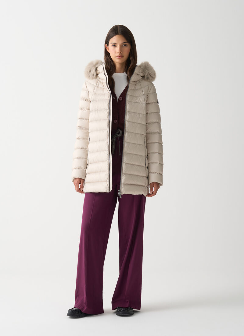 A-line down jacket with fur
