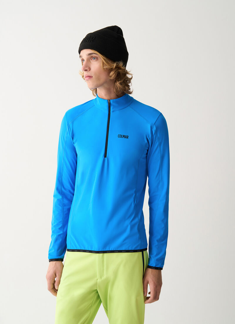 Thermal stretch ski jumper with half-zip