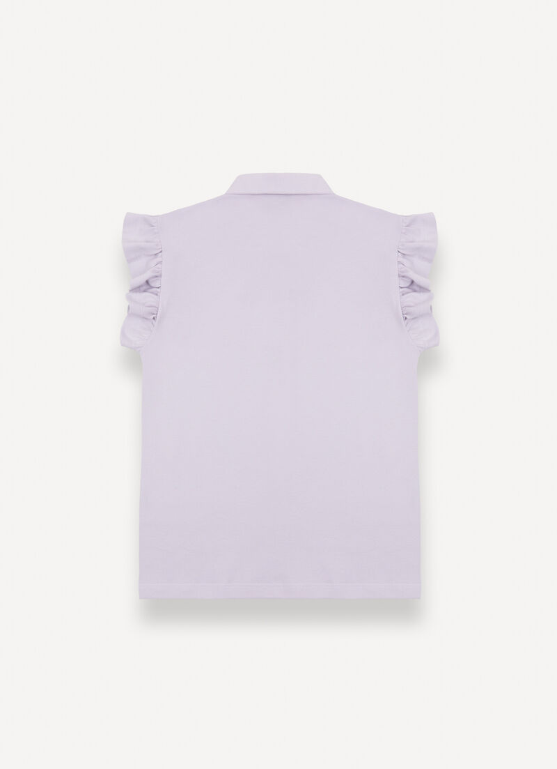 Piqué polo-shirt with flounced detailing