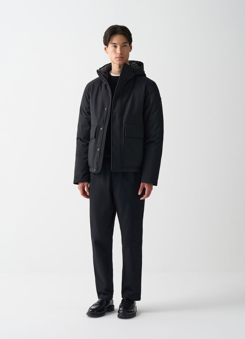 Twill down jacket with patch pockets