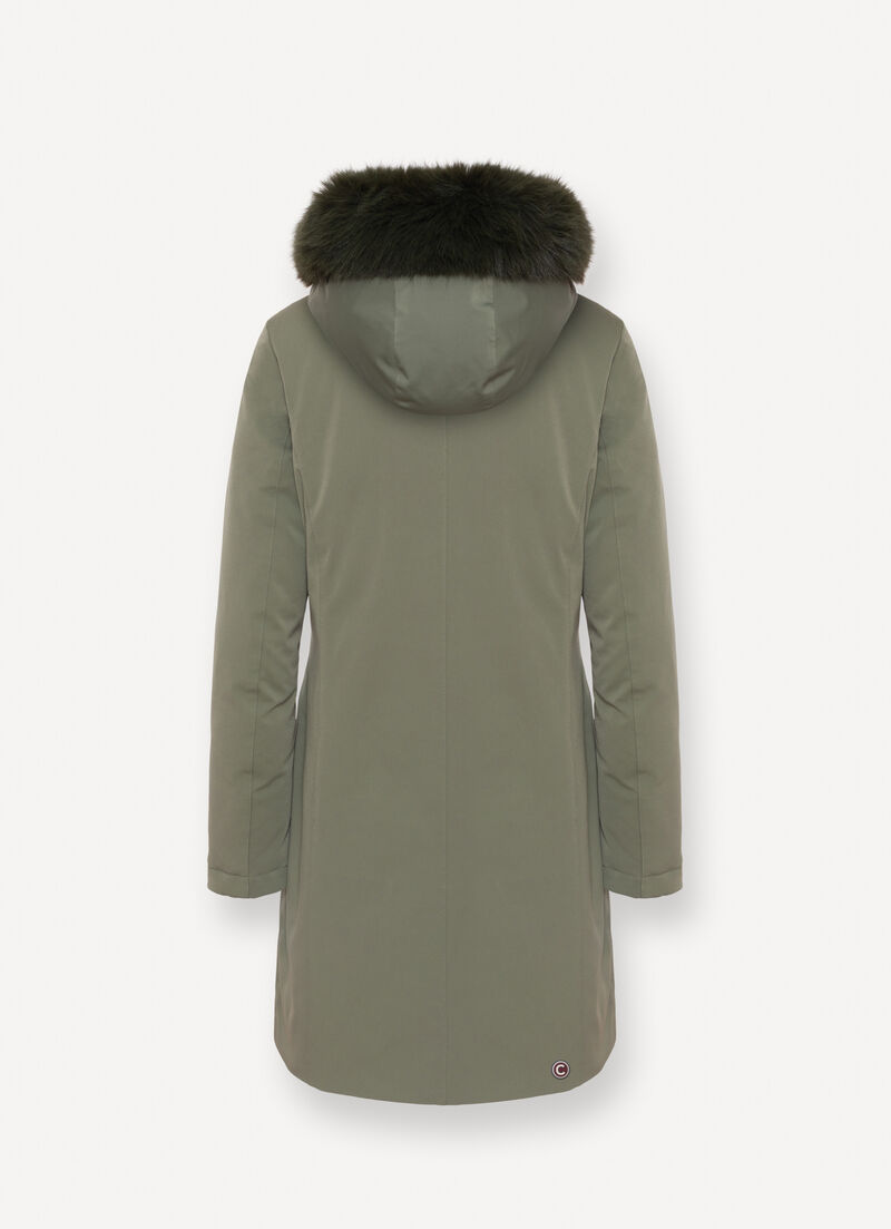 Waterproof down jacket with faux fur