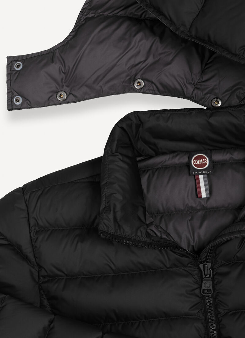 Sporty down jacket with detachable hood