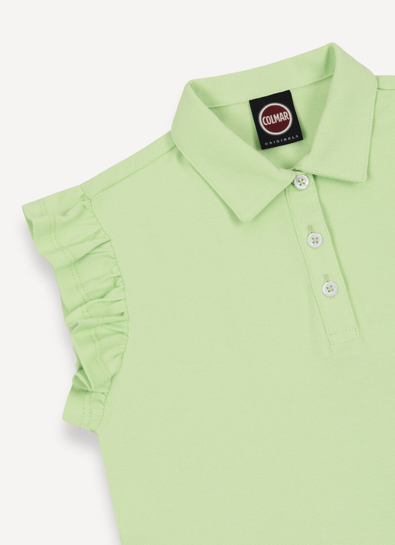 Piqué dress with flounced detailing