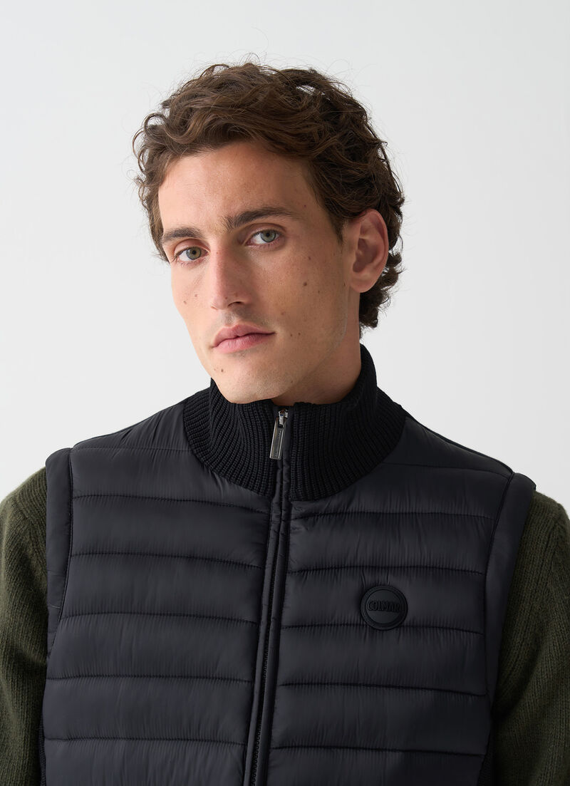 Vest with rib-knit inserts