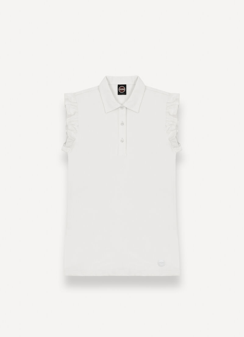 Piqué polo-shirt with ruches