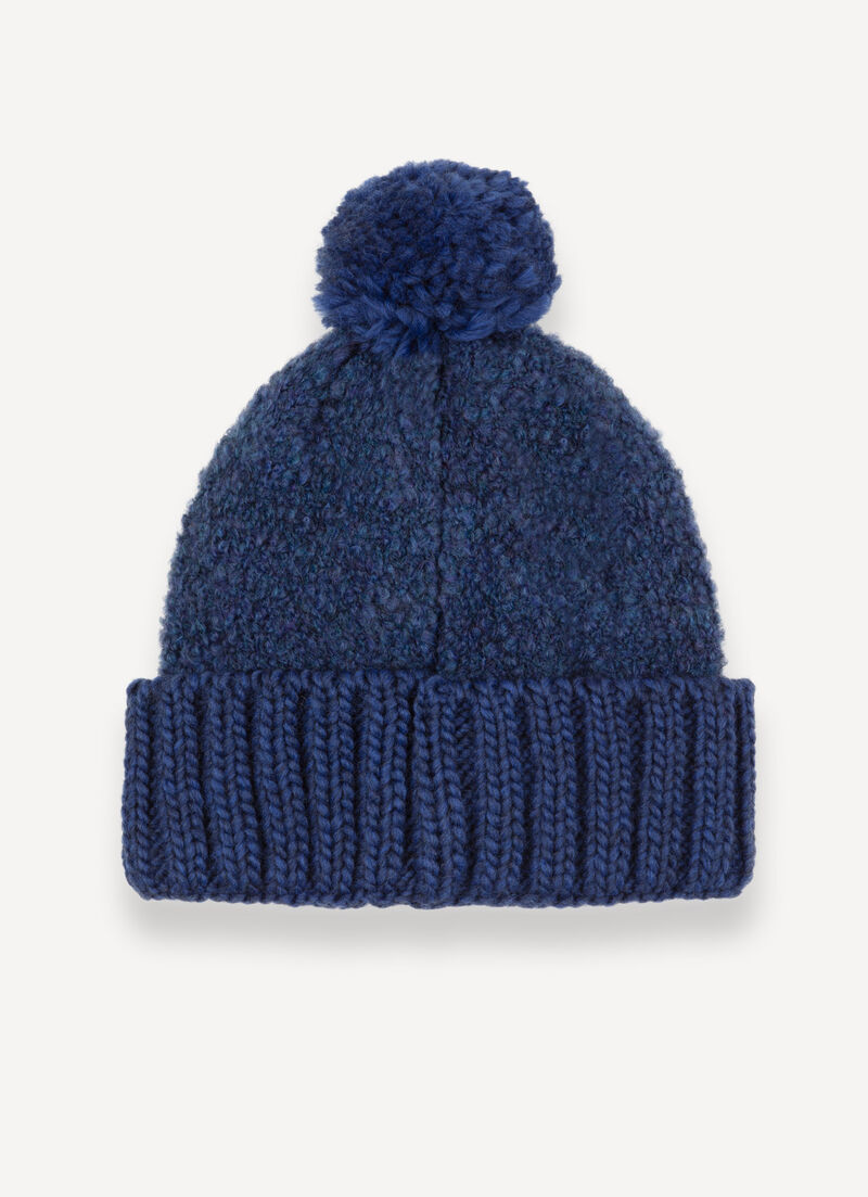 Women’s bouclé hat with pom-pom