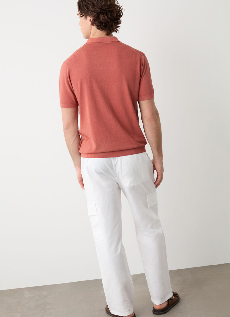 Lightweight linen and cotton polo shirt