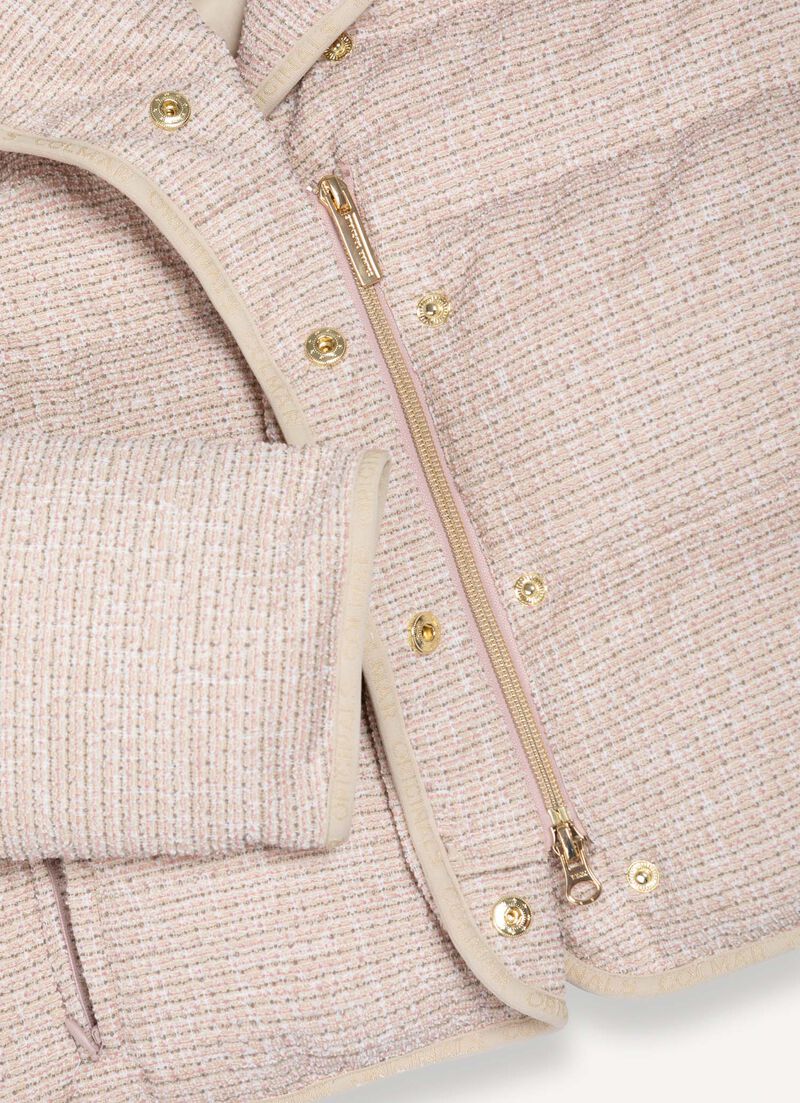 Cropped down jacket with bouclé effect