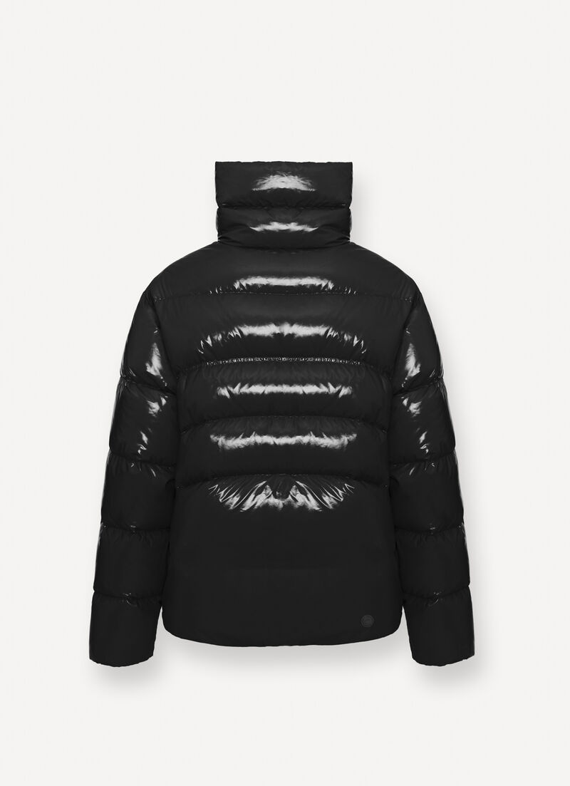 Glossy down jacket with high collar
