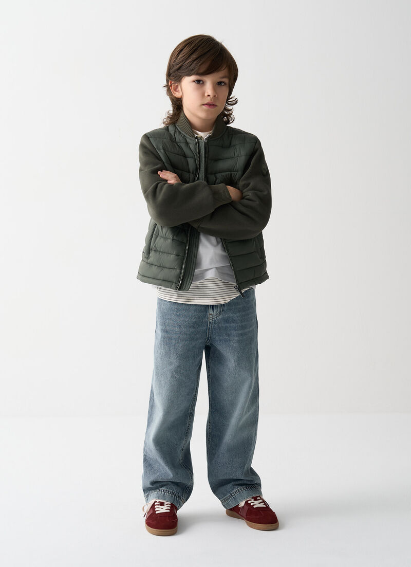 Jacket with fleece sleeves